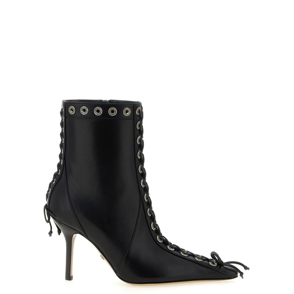 MACH & MACH Black Calfskin Ankle Women's Boots